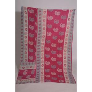 Indian Kantha <b>Quilt</b> Vintage Floral Print Handmade Cotton <b>Throw</b> Eco Friendly Boho Reversible Bedspread - Product Image 1