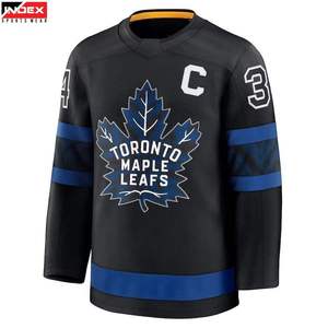 Maillot de hockey sur glace des Maple Leafs de Toronto pour homme INDEX, noir, manches longues, col en V, sublimé, coupe classique, vêtements de sport pour adultes - Product Image 1