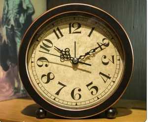 Round Roman Numeral <b>Clock</b> with Arch Frame Wooden Base Artistic Vintage Inspired Decorative Home Office Timepiece - Product Image 6