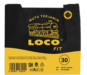 Las bolsas de compras LOCO Fit Black de 30x55 cm son una solución práctica y duradera para almacenar alimentos, frutas y otras necesidades. - Product Image 2