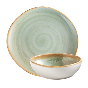 ชุดอาหารเซรามิกเคลือบลายเขียวแบบคลาสสิก ทนทาน เป็นมิตรกับสิ่งแวดล้อม ปลอดสาร BPA - Product Image 4