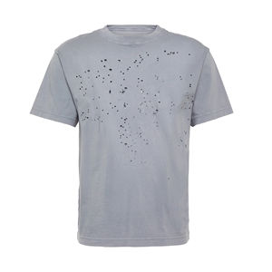 Nouveau T-shirt Streetwear Homme Oversize à Épaules Tombantes, Col Montant, Manches Courtes, Coupe Boxy, Effet Délavé Acide et Vieilli Vintage - Product Image 1