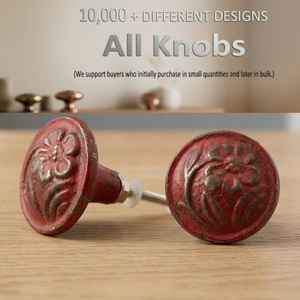 Ba Red Distressed Round Floral Modern Cabinet Knob Eco-Friendly Metal Drawer Pull Furniture <b>Handle</b> for Kitchen Bedroom Dresser - Product Image 4