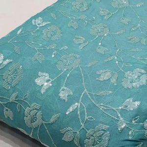 Premium Sequence Embroidery Fabric For Women Fashion Wear Designer <b>Garments</b> Party Wear Dresses Kaftan Abaya Bridal Wear - Product Image 3
