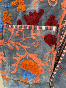 Hand Embroidered Reversible Velvet <b>Kimono</b> <b>Jacket</b> Floral Pattern Wrap with Belt Winter Women's Wear Wholesale Price - Product Image 3