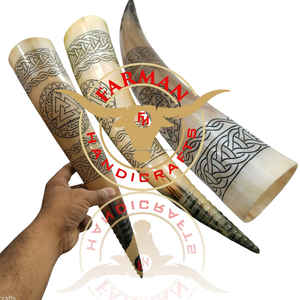 Corne à boire viking de luxe, grande, sculptée à la main, avec revêtement alimentaire sûr et anti-fuite, en corne de bœuf, à prix avantageux - Product Image 6