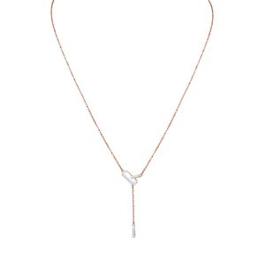 สร้อยคอจี้เพชรทรงมาร์คีส์สามเม็ดประดับด้วยทองคำโรสโกลด์ 14K หรูหรา พร้อมใบรับรอง IGI สายสร้อยแบบเชื่อมต่อ ดีไซน์สวยงาม ประณีต เหมาะสำหรับผู้หญิง - Product Image 1