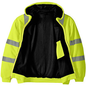 Sweat à capuche haute visibilité avec fermeture éclair, bande réfléchissante de haute qualité, tissu polyester, pull pour homme, vêtements de sécurité réfléchissants ANSI - Product Image 3