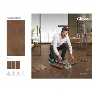 Carreaux de porcelaine brillants Pulpis Bronze 600x1200mm, céramique 2x4, pleine masse, fabriqués en Inde, découpés au jet d'eau CNC pour carrelage en porcelaine - Product Image 1