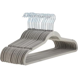 Appendiabiti Sottili in Velluto Grigio/Argento Antiscivolo per Abiti e Completi - Confezione da 30 - Product Image 1