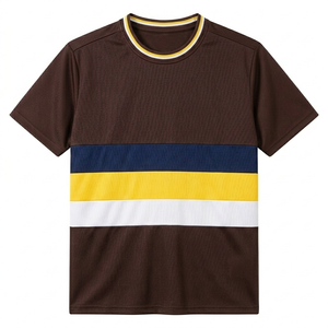 Ensemble de maillots de football rayés marron, uniforme de football personnalisé, polyester à séchage rapide, vêtements d'équipe pour hommes, femmes et jeunes, maillot d'entraînement - Product Image 1