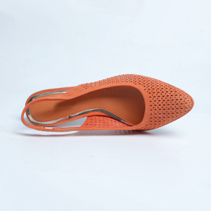Sandalias de Tacón Grueso con Punta en Pico y Tira Trasera en Color Naranja para Mujer, Diseño Personalizado - Product Image 4