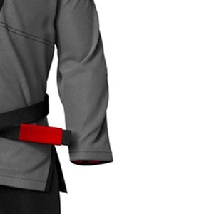 Chemise d'uniforme de Kung Fu pour homme, grise avec détail de ceinture rouge, vêtement d'arts martiaux - Product Image 2
