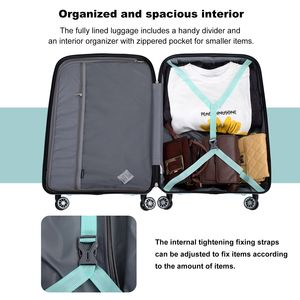 Valise Hardshell vert clair 3 pièces (20/24/28) Bagages légers et durables en PP avec roues pivotantes et serrure TSA - Product Image 3