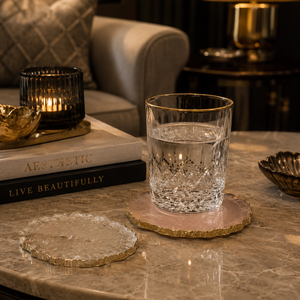 Custom Epoxy Resin <b>Marble</b> <b>Coasters</b> with Gold Edge Handmade Beverage <b>Coasters</b> Set Luxury Coffee & Dining Table Home Accessories - Product Image 2