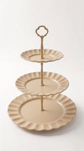 Plateau de service festonné à 3 niveaux en acier inoxydable de qualité supérieure, support à gâteau ondulé, plateau de présentation pour cupcakes et desserts pour événements de mariage - Product Image 6