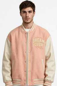 Suede PU Leather Quilted Windproof Varsity Jacket with Embroidered Logo Zipper Closure Unisex Autumn - Product Image 5