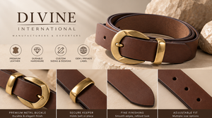 Premium Genuine <b>Leather</b> Profile <b>Belts</b> for <b>Men</b> Classic Formal Business Waist <b>Belts</b> from Divine International - Product Image 4