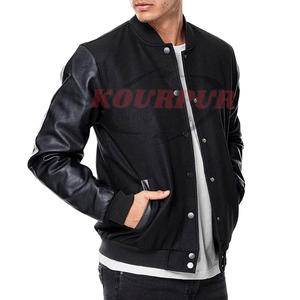 Nouvelle arrivée : veste varsity pour homme avec manches en cuir et poches, fortement recommandée, à prix raisonnable - Product Image 4