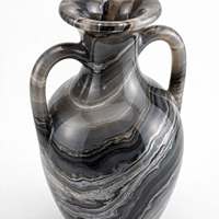 Vase Amphore en Onyx Fumé Gris Naturel Fait Main avec Deux Poignées Style Grec Classique Vase en Pierre Vente en Gros Logo Personnalisé Deux Poignées en Pierre
