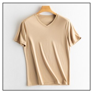 OEM Wholesale Heavy Cotton High Quality Blank Plain Custom logo Printed Knit <b>Men</b> t <b>Shirt</b> Solid Color Latest Style <b>Silk</b> Screen - Product Image 5