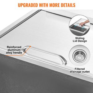 Frigorifero/Cesta Ghiaccio Commerciale in Acciaio Inossidabile per Cucina, 27"L x 18"W x 21"H, Contenitore Ghiaccio da 40.9qt con Coperchio Scorrevole per Cucina Esterna - Product Image 5