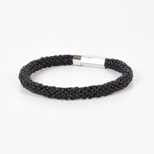 Leather <b>Bracelet</b> Men's Leather <b>Bracelet</b> Women's Black Round Leather Stainless Steel <b>Magnetic</b> Clasp Unisex - Product Image 3