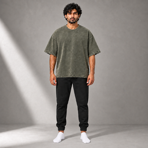 เสื้อยืดคอตตอนซักแล้ว น้ำหนัก 360 กรัม ทรงโอเวอร์ไซส์ ขอบเสื้อแบบดิสเทรส ทรงบ็อกซี่ ไหล่ตก คอกลม ใส่ได้ทุกวัน - Product Image 4