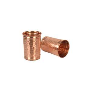 Verre à boire en cuivre martelé à bord roulé, gobelet traditionnel pour boissons, tasse à eau compacte, artisanal, vente en gros Inde - Product Image 5
