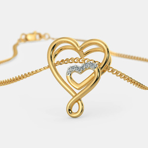 Collier pendentif double cœur infini en or jaune avec diamant de laboratoire - Product Image 3