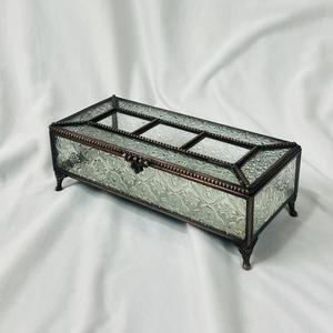 Luxury Vintage Glass Jewelry <b>Box</b>, Gold Metal Frame <b>Decorative</b> <b>Storage</b> <b>Box</b> for Rings Earrings, Vanity Decor & Gifting - Product Image 6