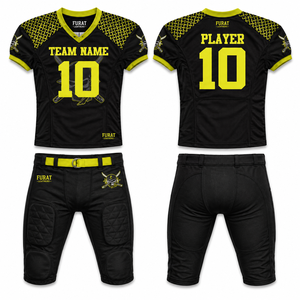 Ensemble de maillots de football américain FURAT LEATHERS Jaune Col en V Manches courtes Impression numérique Évacuation de l'humidité Polyester 460g Unisexe - Product Image 2