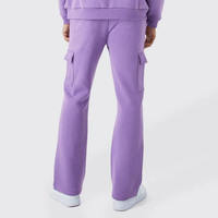Erkek Büyük Beden Kışlık Mor Düz Hafif Polar Kapüşonlu Sweatshirt ve Kargo Eşofman Altı İki Parçalı Günlük Sokak Giyim Seti