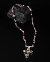 Collier pendentif croix bicolore en argent 925 plaqué argent avec moissanite, style hip-hop, breloque religieuse, bijoux unisexe, thème chrétien