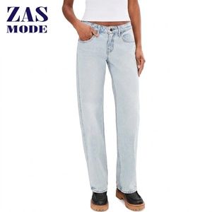 Jeans de mezclilla de mujer personalizados, novedades 2026, ecológicos, de secado rápido, estilo boyfriend, casual, con efecto desgastado, holgados, acampanados, de tela gruesa, al por mayor - Product Image 1