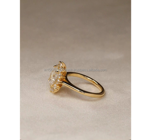 IGI Lab Grown Oval Cut Diamond Vintage 14K Amarillo Boda/Anillo de compromiso Unisex Fine White Gold Anniversary Party-Worthy - Product Image 4