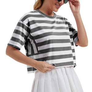 Camisetas de Algodón Personalizadas al por Mayor para Mujer, Tallas Grandes, Primavera 2025, Ropa de Mujer, Camisetas Cortas Lisas - Product Image 3