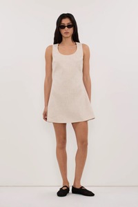 Vestido Mini de Lino para Mujer, Sin Mangas, Cuello Redondo, Corte en A, Vestido Casual de Verano, Venta al Por Mayor Personalizada - Product Image 2