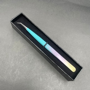 แหนบหนีบขนตาแบบสองสีทำจากสเตนเลสใช้ติดเพชรปรับแต่งโลโก้ได้อย่างยั่งยืน45องศา - Product Image 5