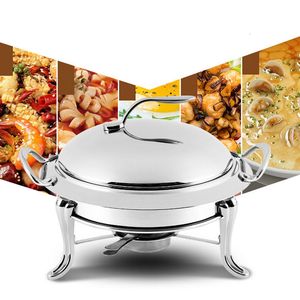 Recipiente Redondo de Acero Inoxidable para Calentar Comida con Detalles Dorados, Recipiente Duradero para Buffet y Catering con Tapa de Vidrio - Product Image 6