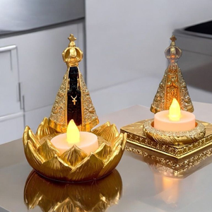 Base de latón dorado para velas de té con diseño de loto, para el hogar o el templo, disponible a precios de mayorista. - Product Image 4