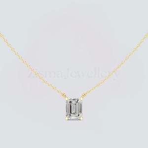 สร้อยคอเพชรเพาะเลี้ยงในห้องปฏิบัติการ 1 กะรัต รับรองโดย IGI เงินแท้ 925 ทอง 14K สี DE ความสะอาด VVS2 รูปทรงมรกต จี้เดี่ยว ผู้ผลิต จัดส่งแบบ DDP สหรัฐอเมริกา - Product Image 2