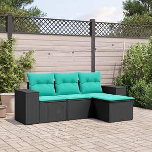 Conjunto de Sofás para Patio en Negro y Azul, Colección de Muebles Elegantes para Exteriores - Product Image 1