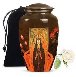 <b>Black</b> Aluminium Cremation Adult Urn for Human Ashes Funeral Memorial Urn for Male & Female Urn With Free <b>Velvet</b> Bag - Product Image 3