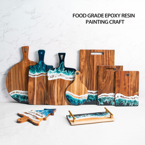 Planche à découper en bois d'acacia de forme créative personnalisable, multi-tailles, avec peinture en résine époxy de qualité alimentaire - Product Image 3