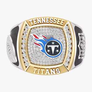 Tennessee Titans NFL Championship <b>Ring</b> 18K Gold Plated <b>Crystal</b> Pave Setting Men's Classic Shield Design - Product Image 2