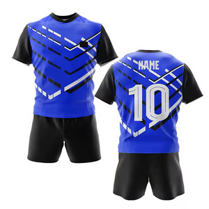 Conjunto de uniforme de rugby transpirable para hombre, camiseta de manga corta y pantalones cortos a juego, tela ligera para entrenamiento, partidos y club - Product Image 2