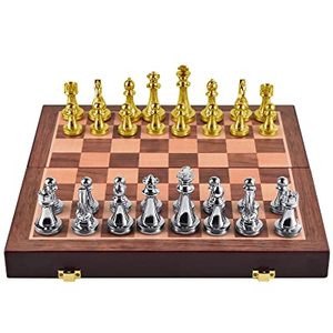 Juego de Ajedrez de Madera Plegable de Lujo de Alta Calidad, Piezas de Ajedrez de Metal, Almacenamiento Portátil, Juego de Mesa de Viaje Vintage, Juego de Ajedrez al por Mayor - Product Image 4