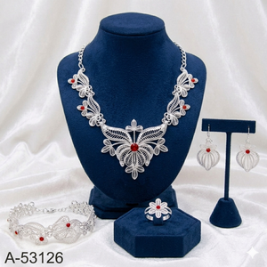 MOLL JEWELLERS Traditional 24K Gold Plated Zinc Alloy Lab Created Cushion Cut Zircon Women's Anniversary Charm Necklace Bracelet - Product Image 1