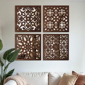 Panneau mural décoratif moderne en bois découpé au laser avec insert en verre, épaisseur personnalisable, pour salon et décoration intérieure - Product Image 5